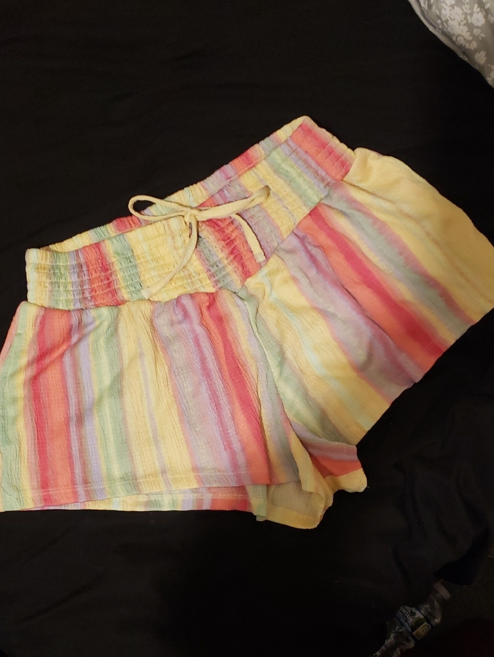 No Boundaries Pastel Rainbow Stripe High Waist Shorts